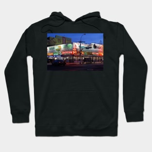 Nathan's famous hot dogs kiosk in Coney Island, at dusk Hoodie